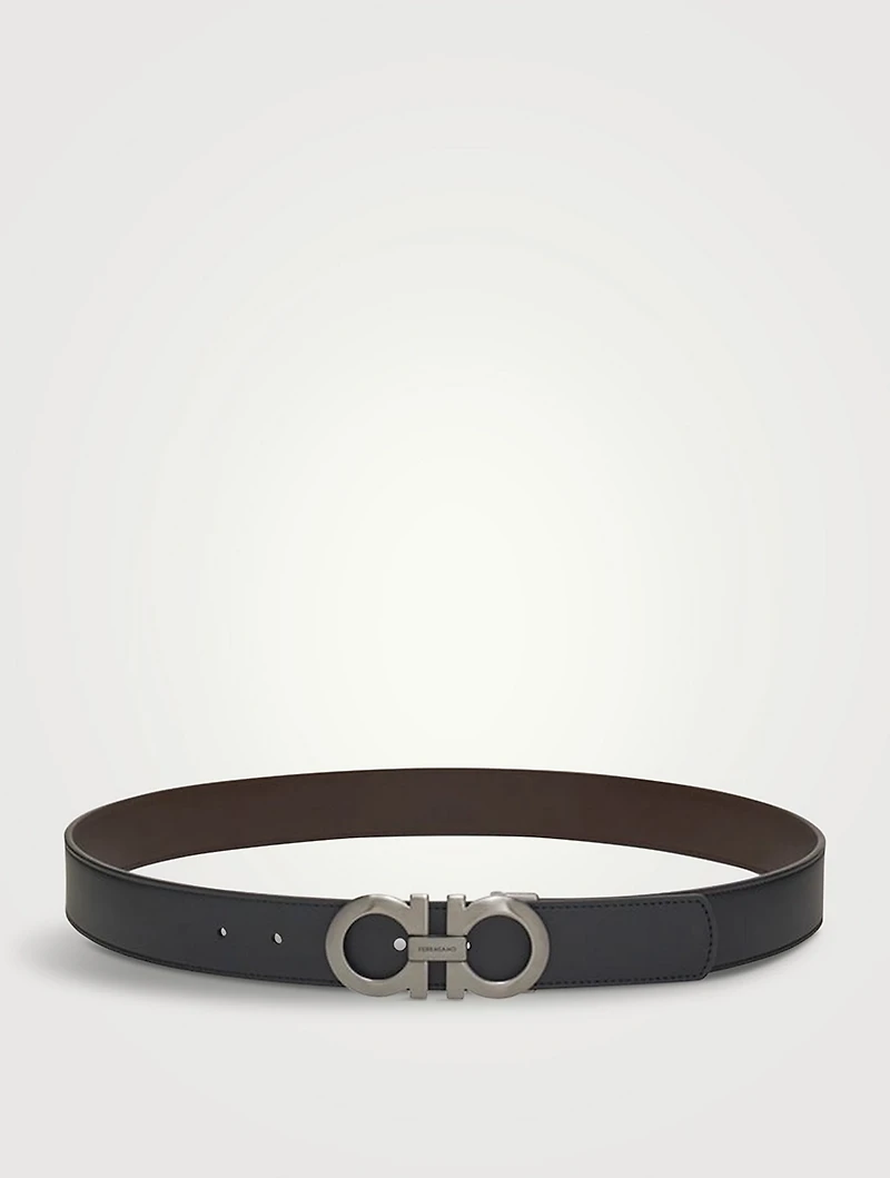 Gancini Leather Reversible Belt