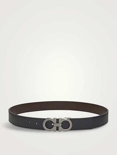 Gancini Leather Reversible Belt