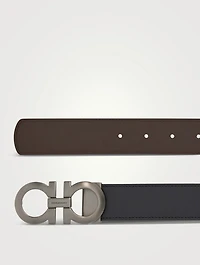 Gancini Leather Reversible Belt
