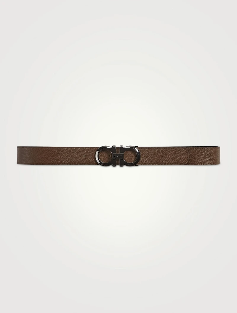 Gancini Leather Reversible Belt
