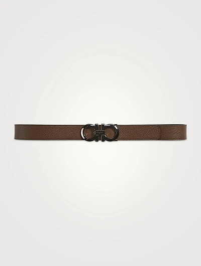 Gancini Leather Reversible Belt