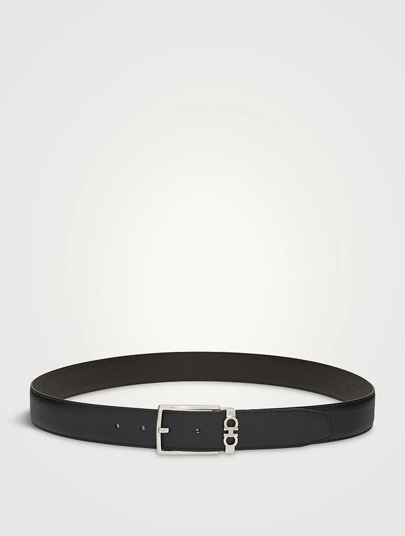 Gancini Leather Reversible Belt