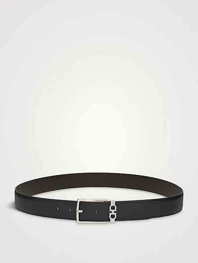 Gancini Leather Reversible Belt