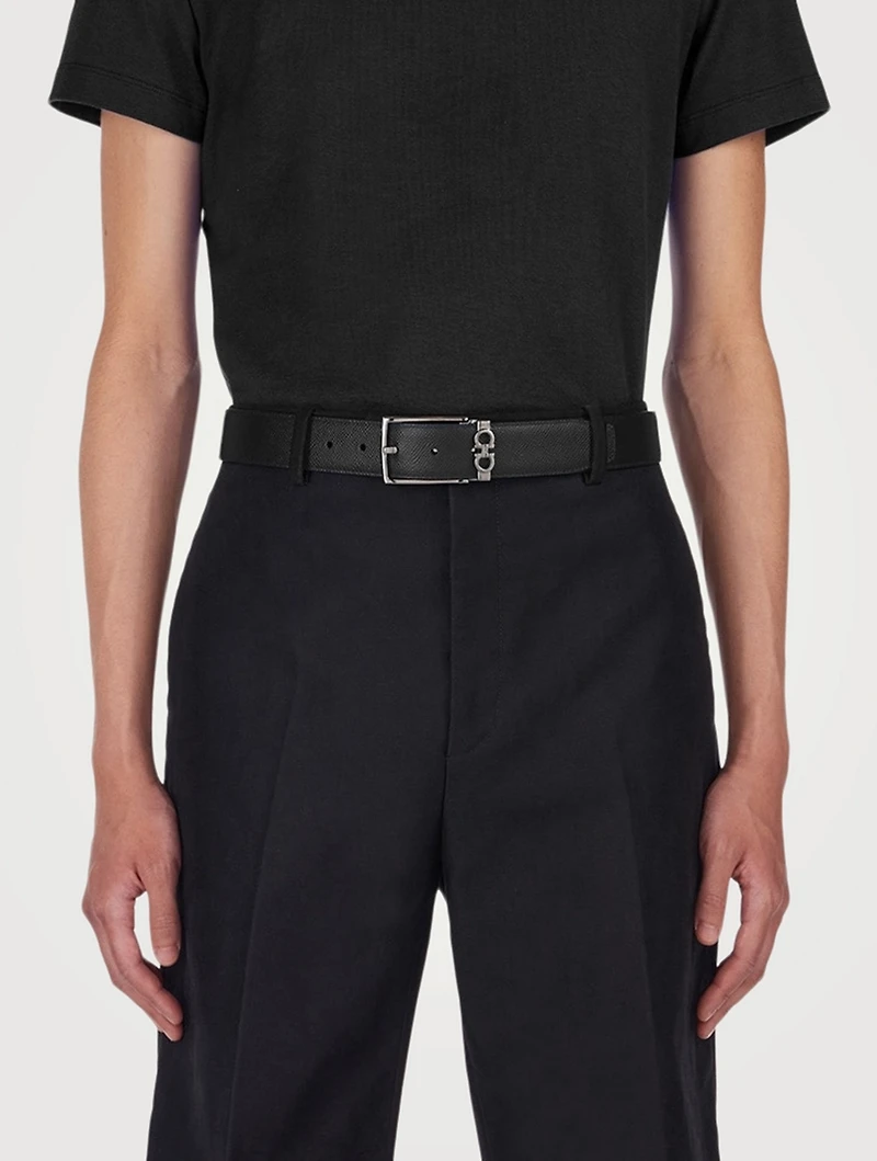 Gancini Leather Reversible Belt