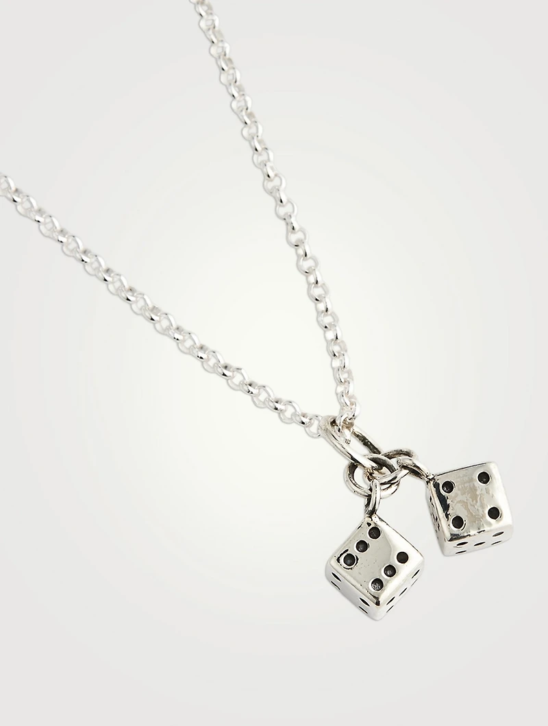 Silver Dice Pendant Necklace