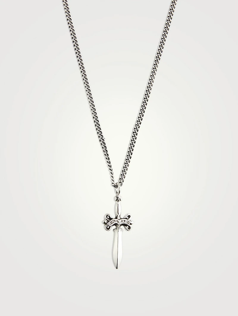 Silver Dagger Pendant Necklace