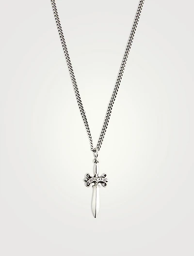 Silver Dagger Pendant Necklace