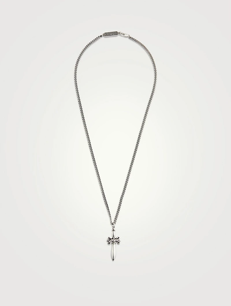 Silver Dagger Pendant Necklace