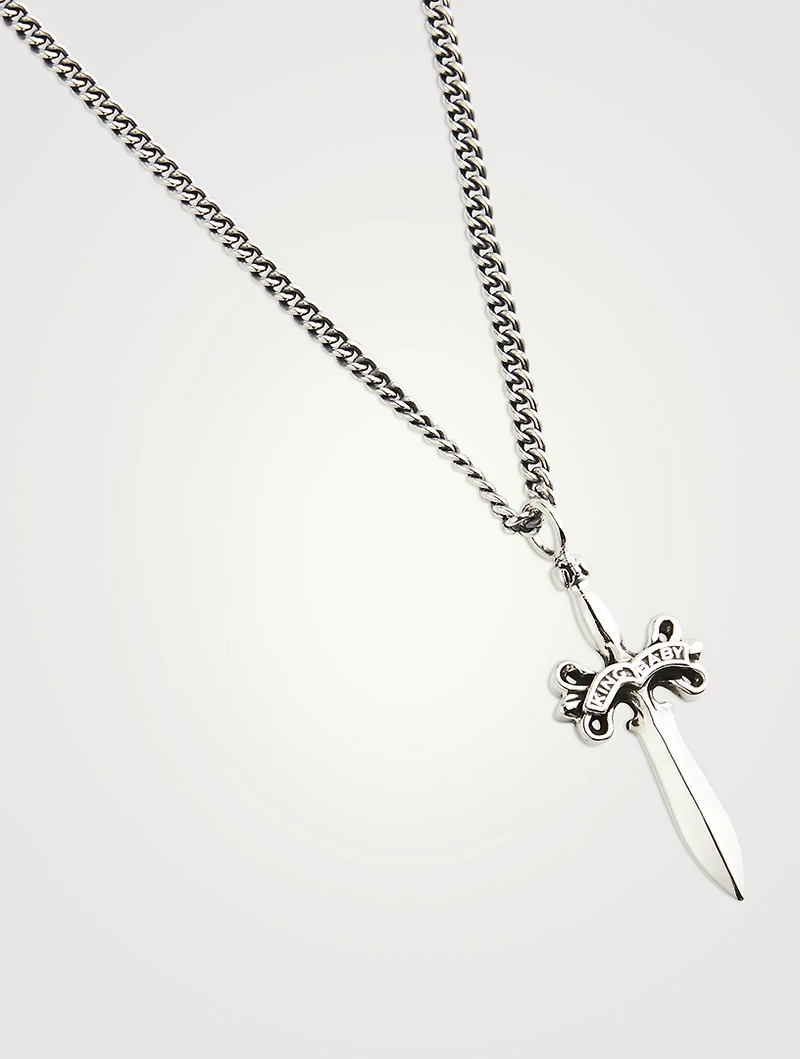 Silver Dagger Pendant Necklace