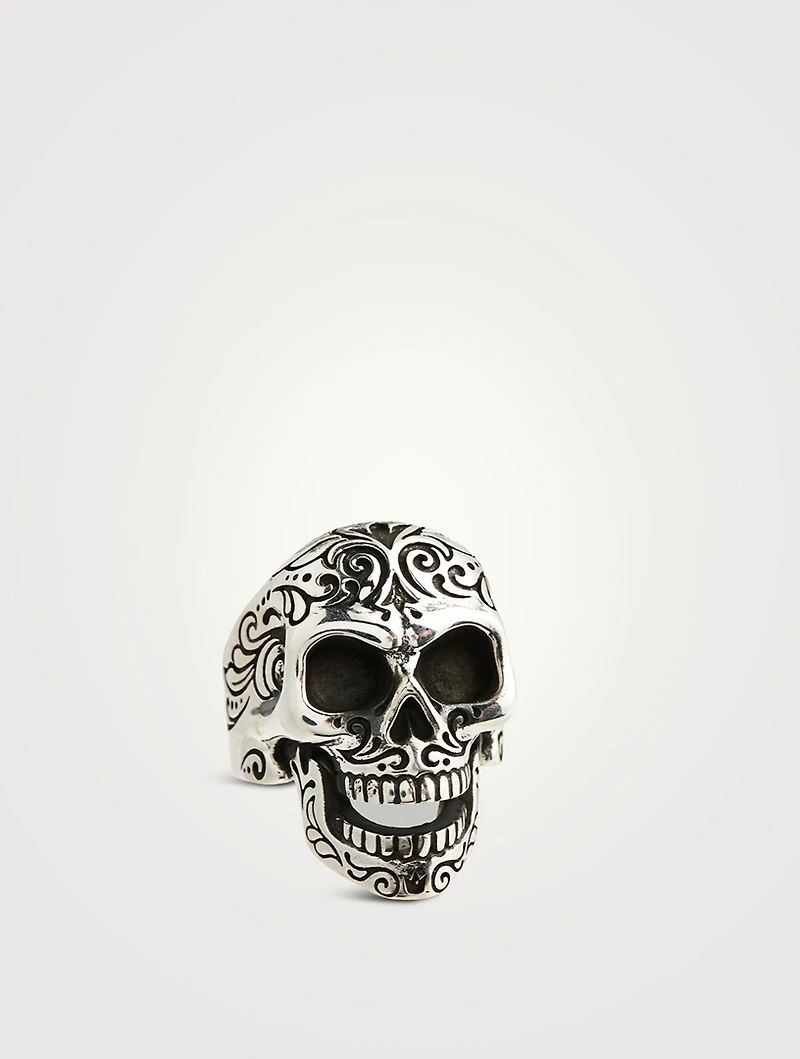 Silver Laughing Skull Ring