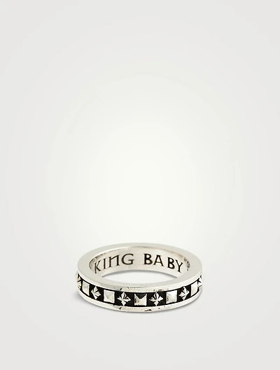 Silver Stackable MB Cross Studded Ring