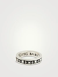 Silver Stackable MB Cross Studded Ring