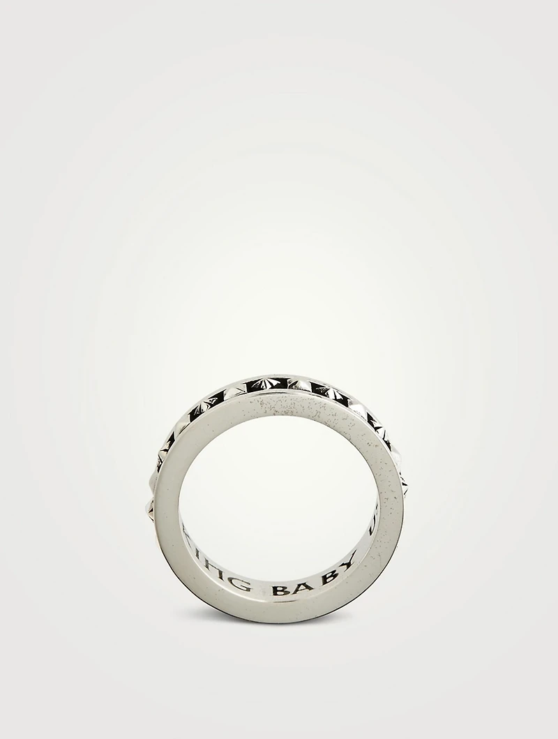 Silver Stackable MB Cross Studded Ring