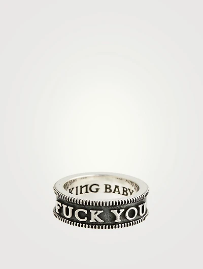 Silver Stackable Coin Edge F You Ring