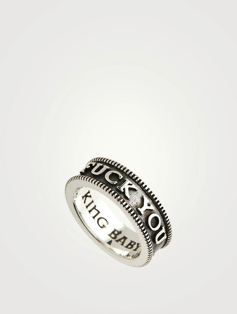 Silver Stackable Coin Edge F You Ring
