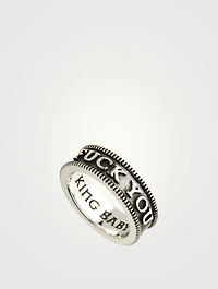 Silver Stackable Coin Edge F You Ring