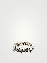 Silver Skull And Sakura Infinity Ring