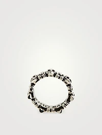 Silver Skull And Sakura Infinity Ring