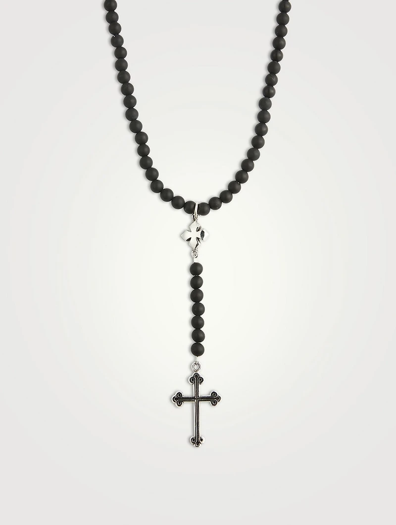 Onyx Beaded Cross Rosary