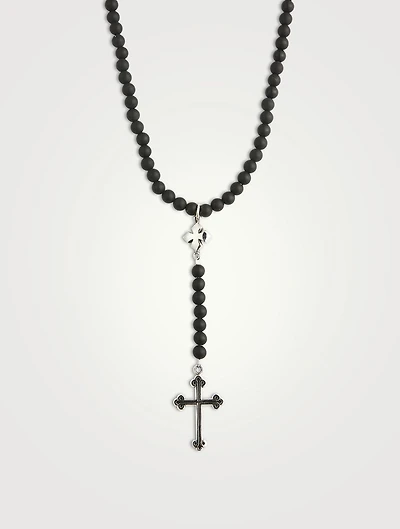 Onyx Beaded Cross Rosary
