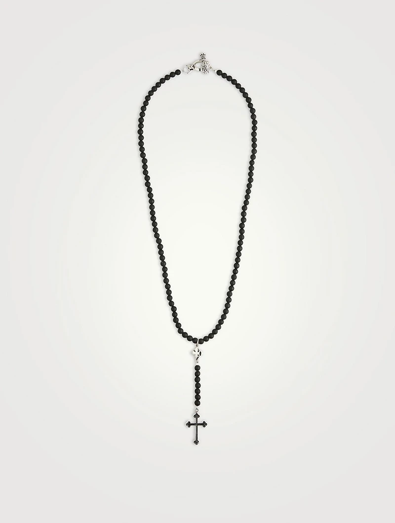 Onyx Beaded Cross Rosary