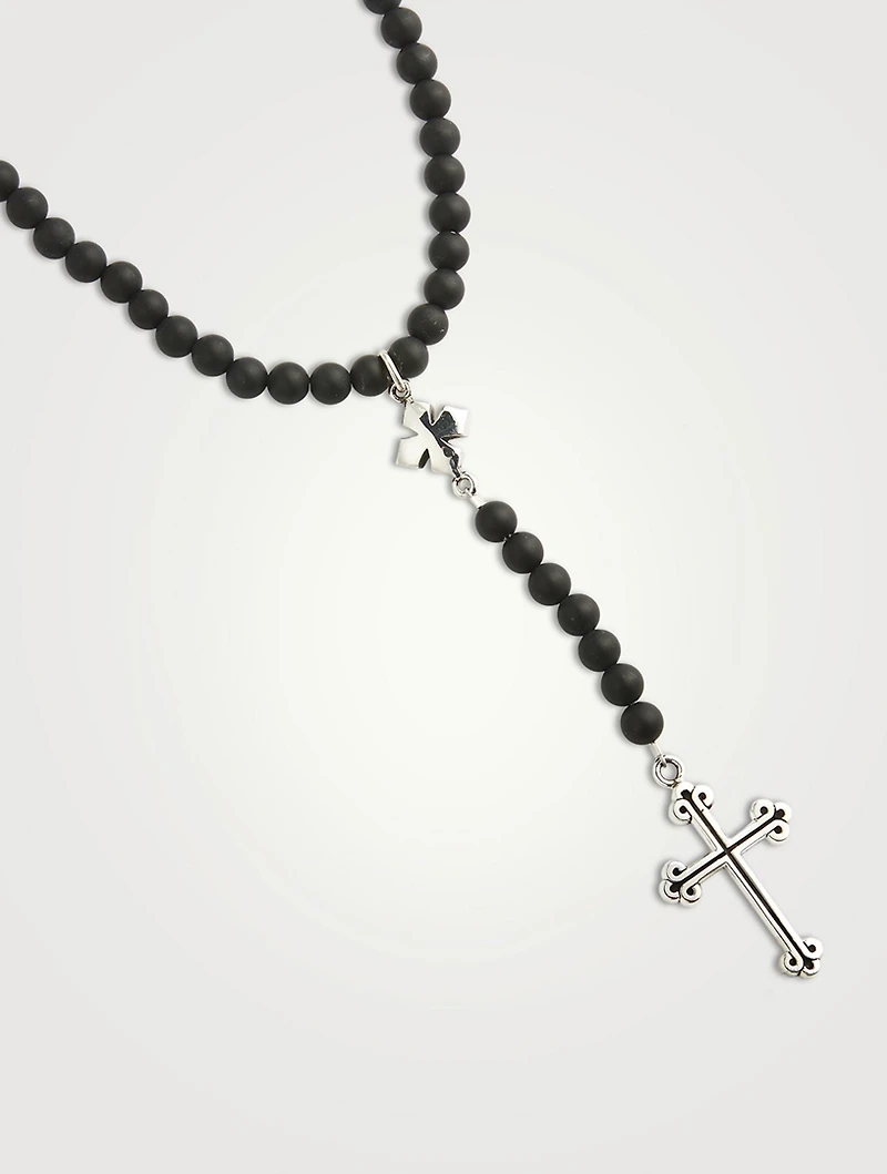 Onyx Beaded Cross Rosary