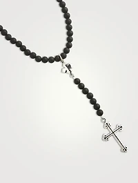 Onyx Beaded Cross Rosary