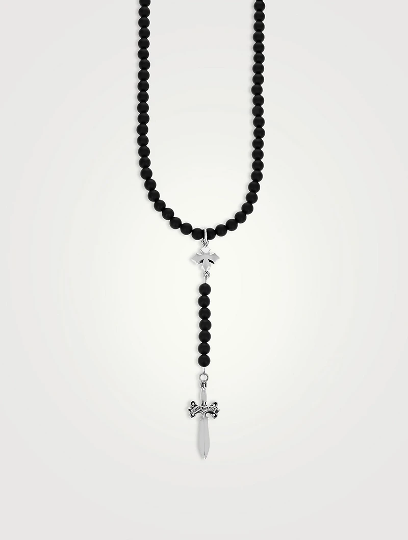 Onyx Beaded Dagger Rosary