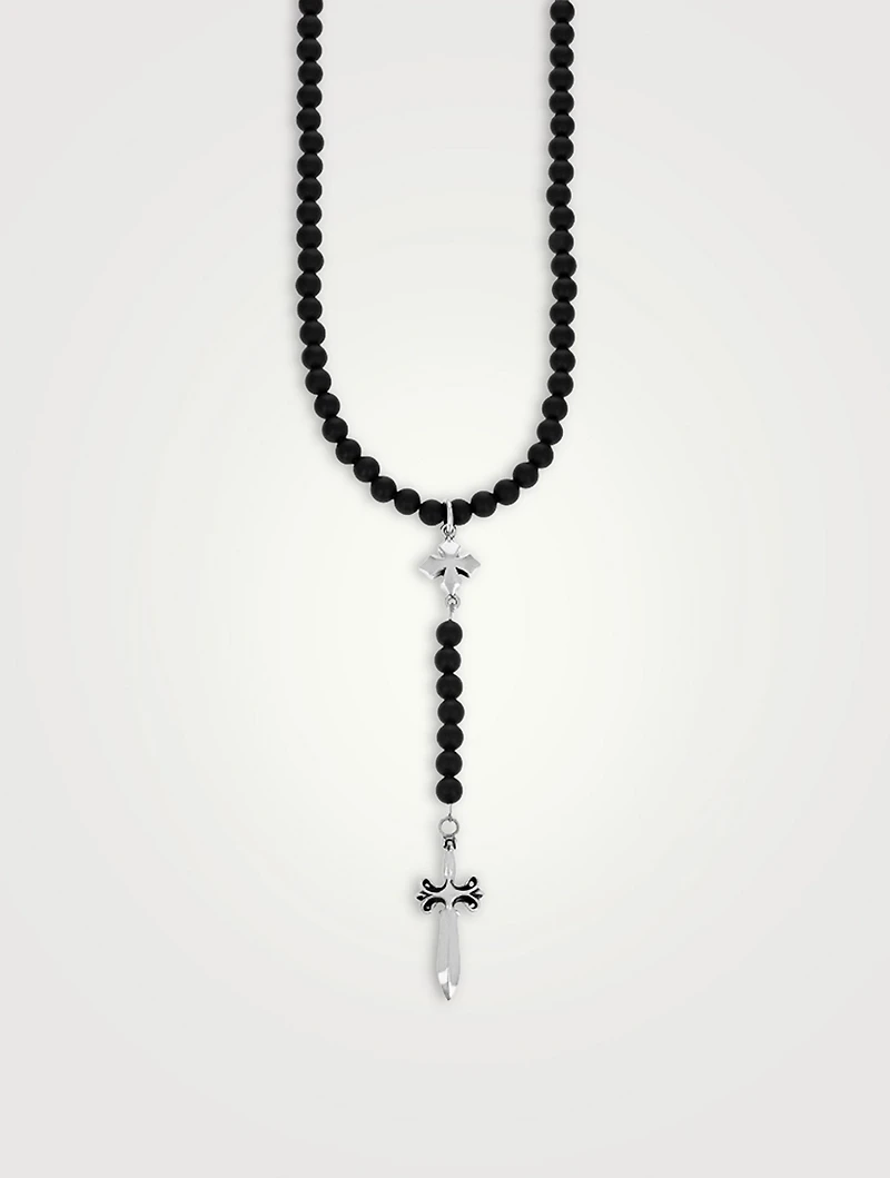 Onyx Beaded Dagger Rosary