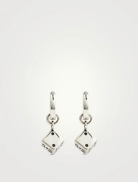 Silver Dice Huggie Hoop Earrings