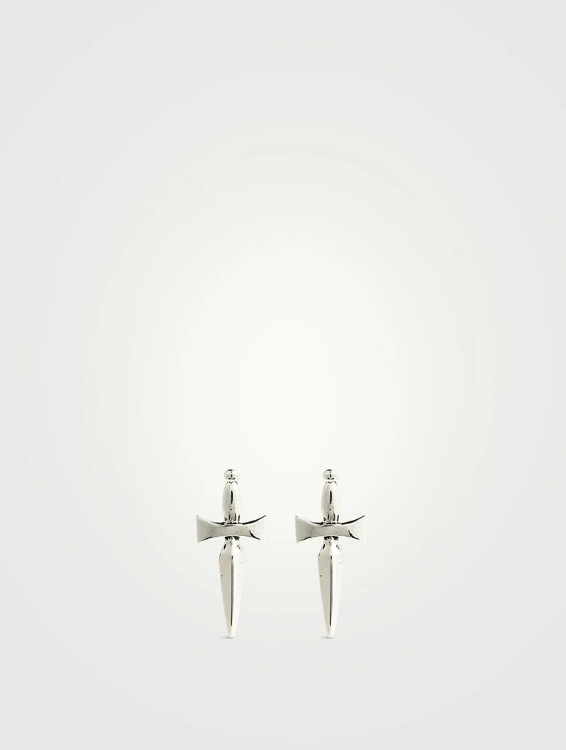 Silver Classic Dagger Stud Earrings