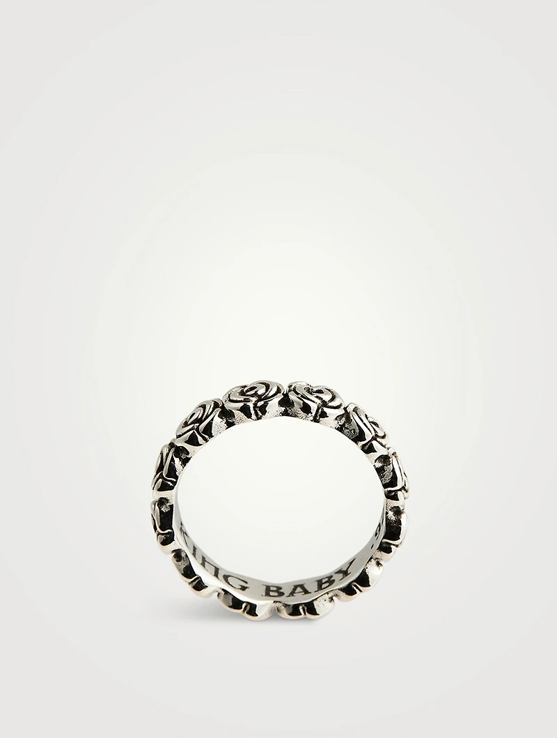 Silver Baby Rose Infinity Ring