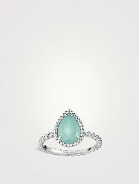 18K White Gold S Motif Serpent Bohème Ring With Aquaprase