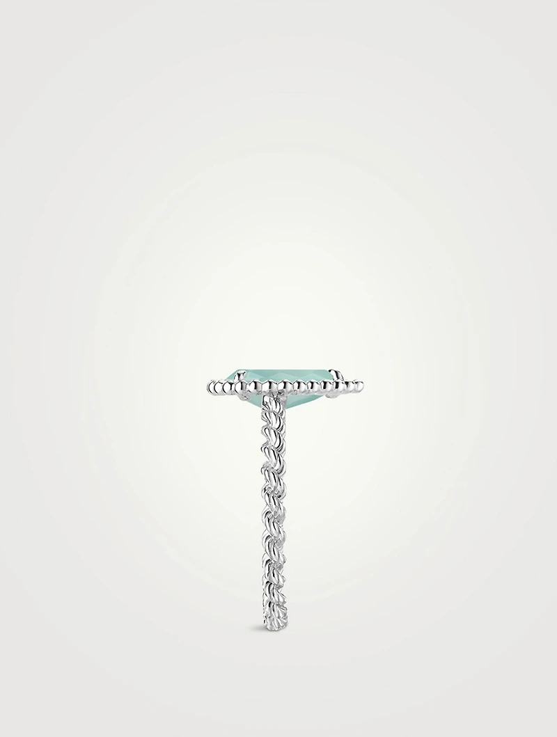 18K White Gold S Motif Serpent Bohème Ring With Aquaprase