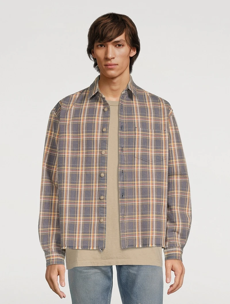 Hemi Cotton Oversized Shirt Plaid Print