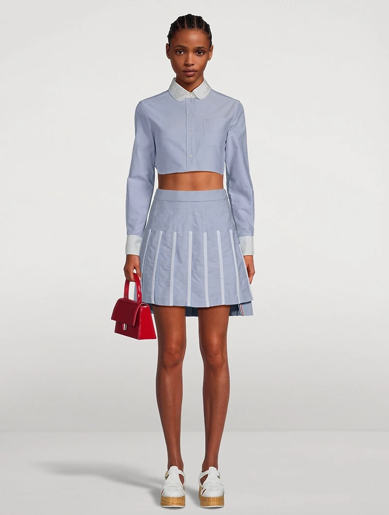 Organza Oxford Pleated Mini Skirt