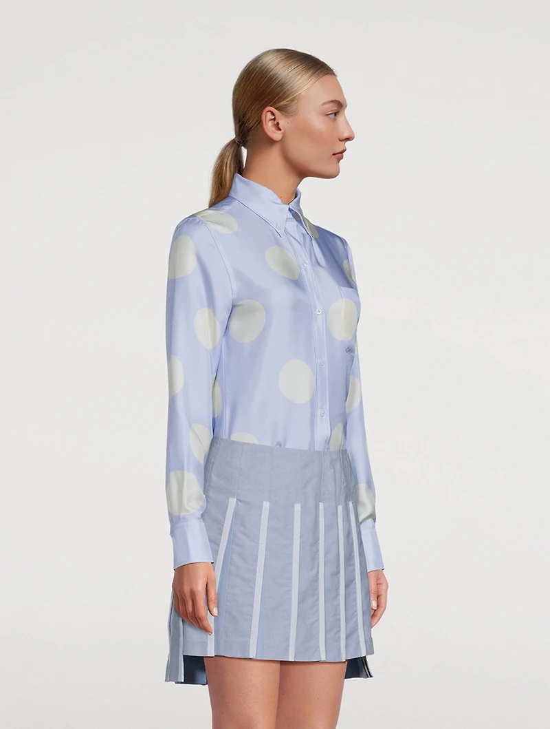 Silk Twill Blouse Polka Dot Print