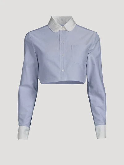 Cropped Cotton And Silk Oxford Shirt