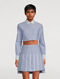 Cropped Cotton And Silk Oxford Shirt