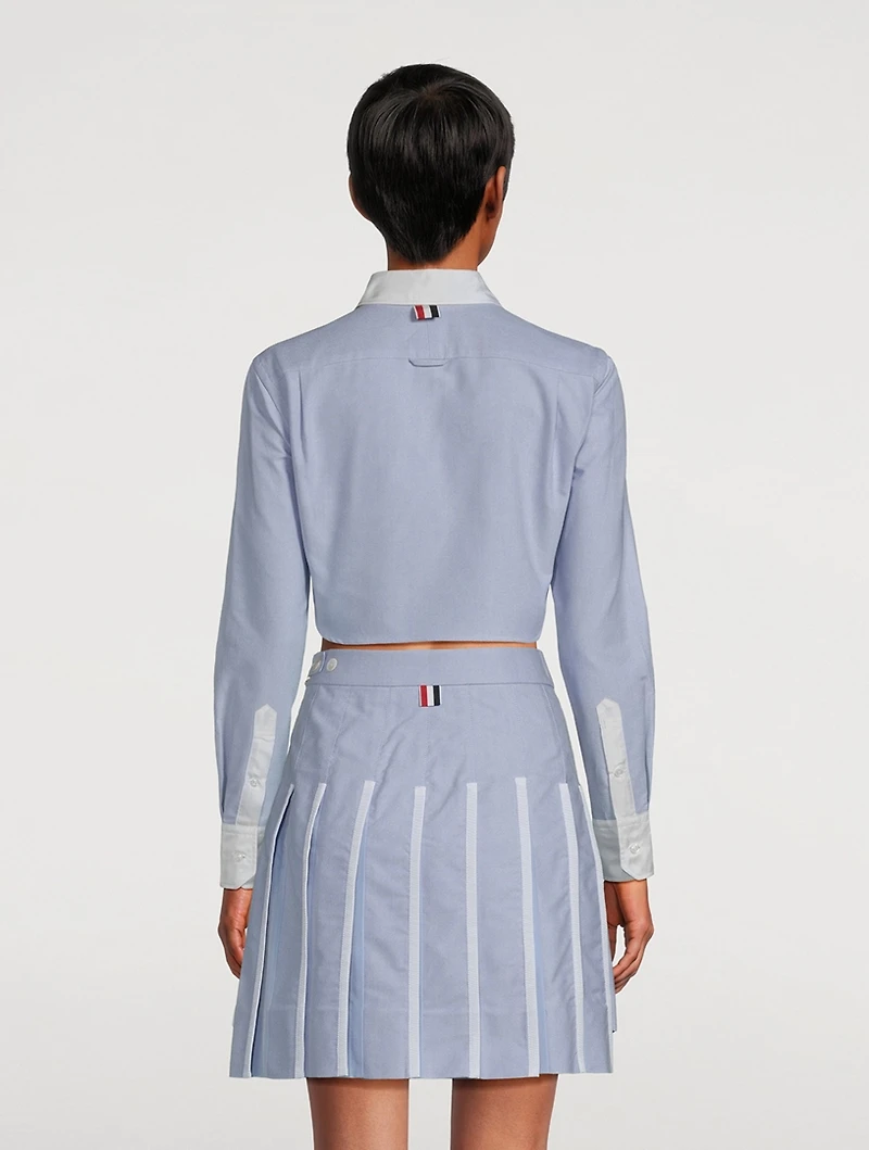 Cropped Cotton And Silk Oxford Shirt