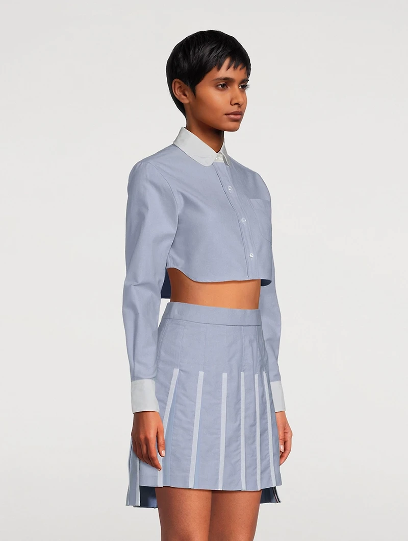 Cropped Cotton And Silk Oxford Shirt