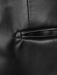 Faux Leather Double-Breasted Blazer