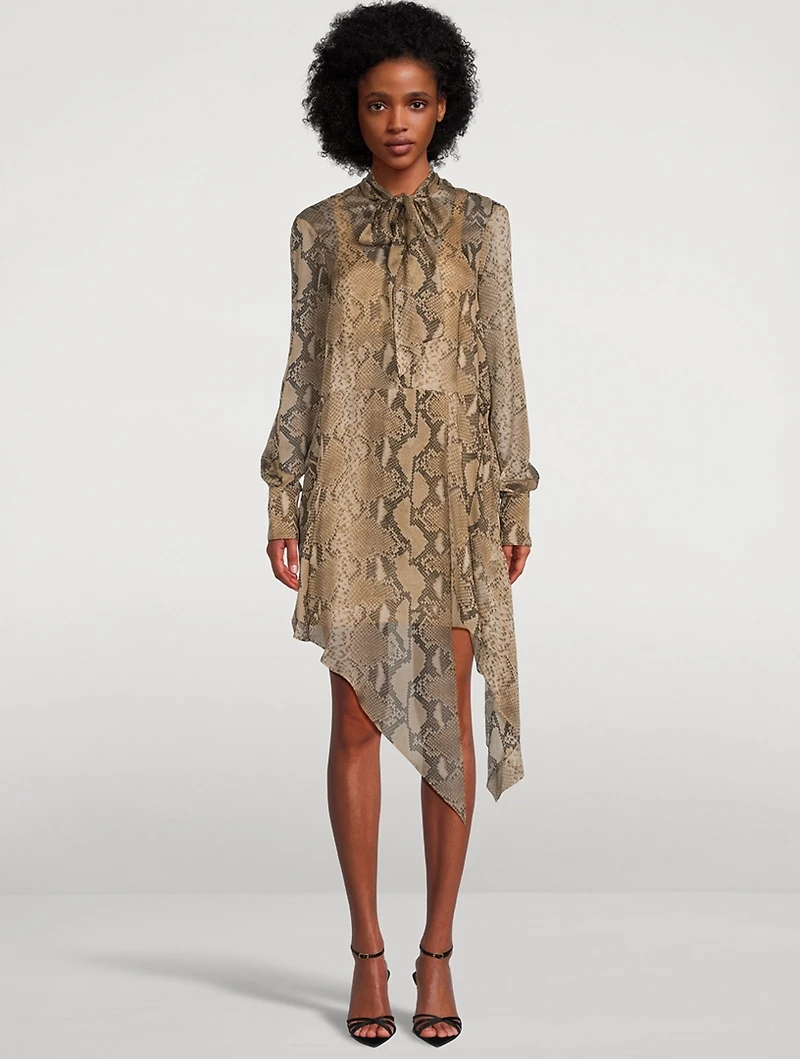 Chiffon Shirt Dress Python Print