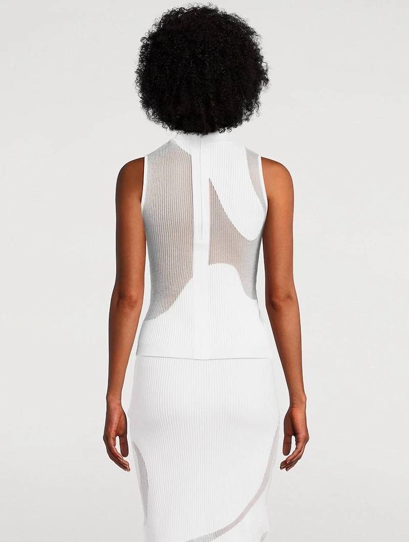 Opaque Sheer Ribbed Top