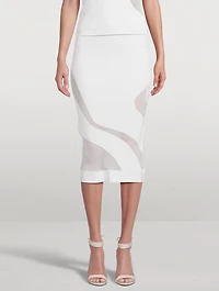 Opaque Sheer Ribbed Midi Skirt