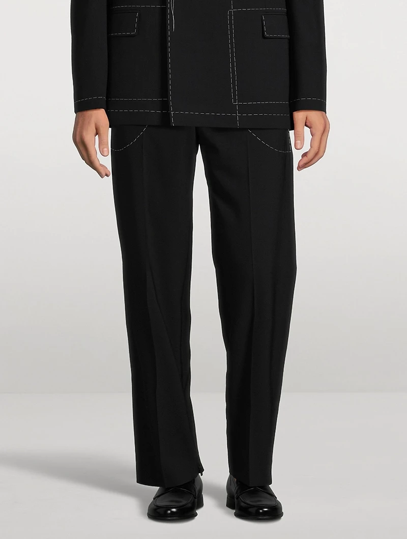 Wool-Blend Relaxed-Fit Pants