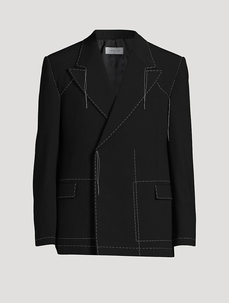 Wool-Blend Double-Breasted Jacket
