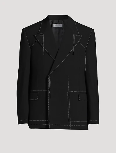 Wool-Blend Double-Breasted Jacket