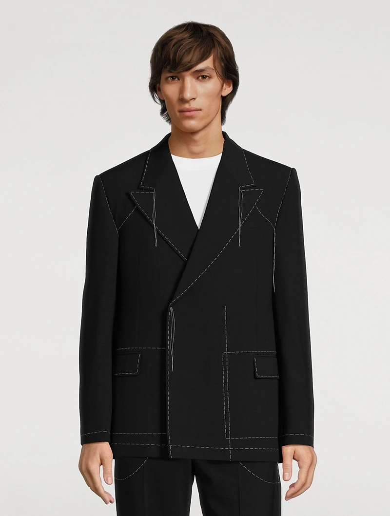 Wool-Blend Double-Breasted Jacket