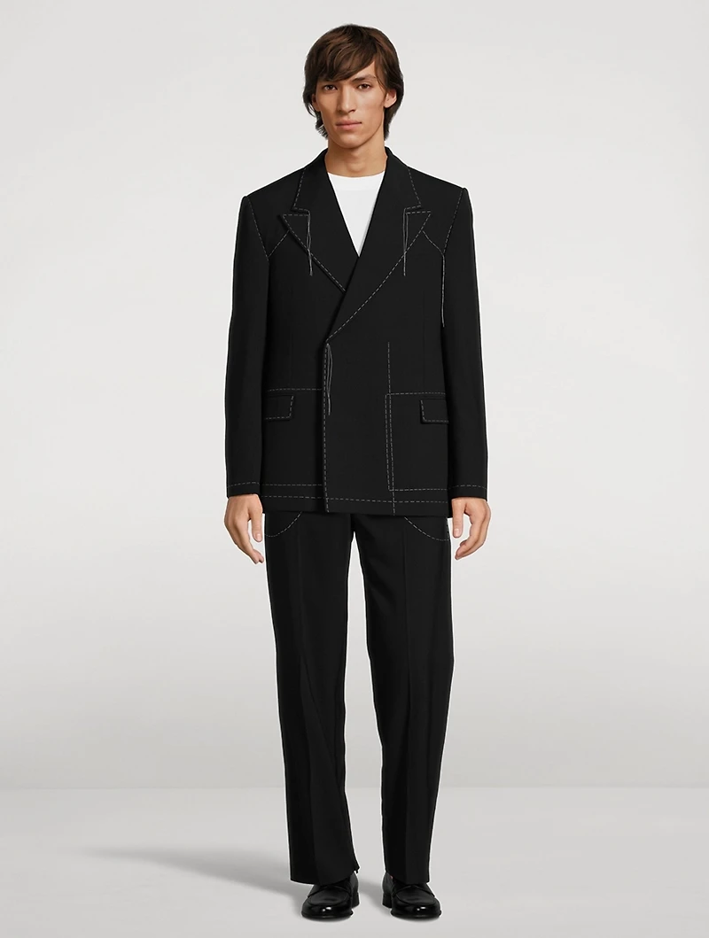 Wool-Blend Double-Breasted Jacket